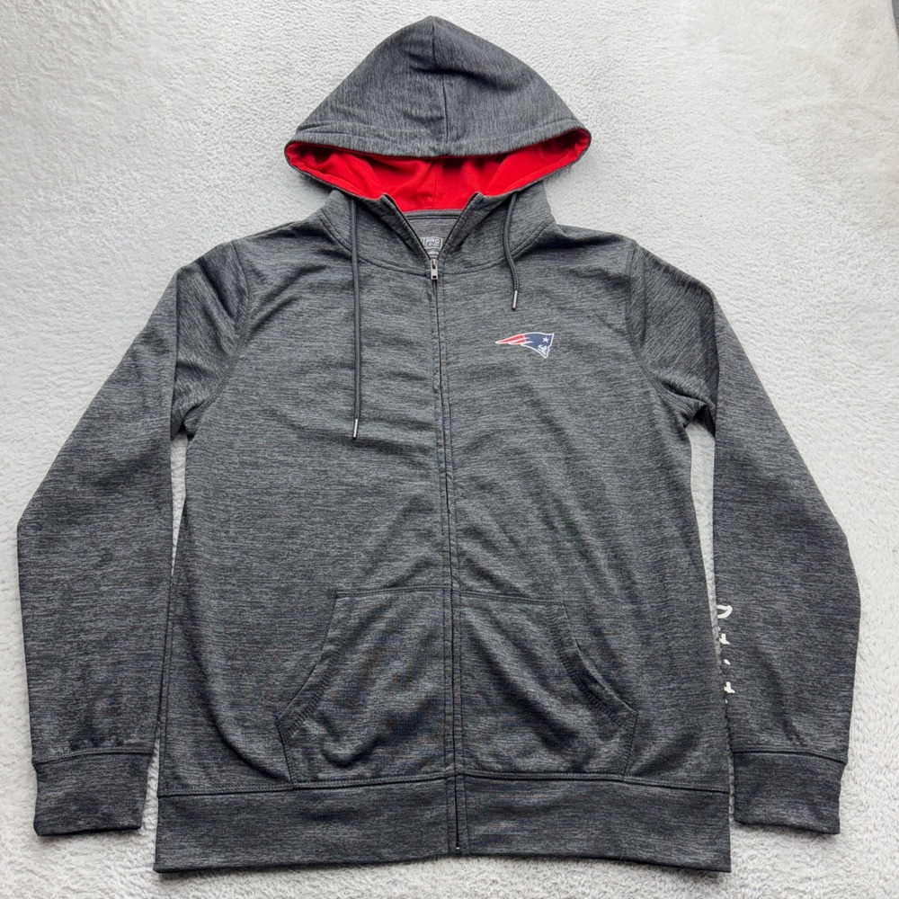 NFL Pro Line Fanatics New England Patriots Gray Full Zip Hoodie Mens Small